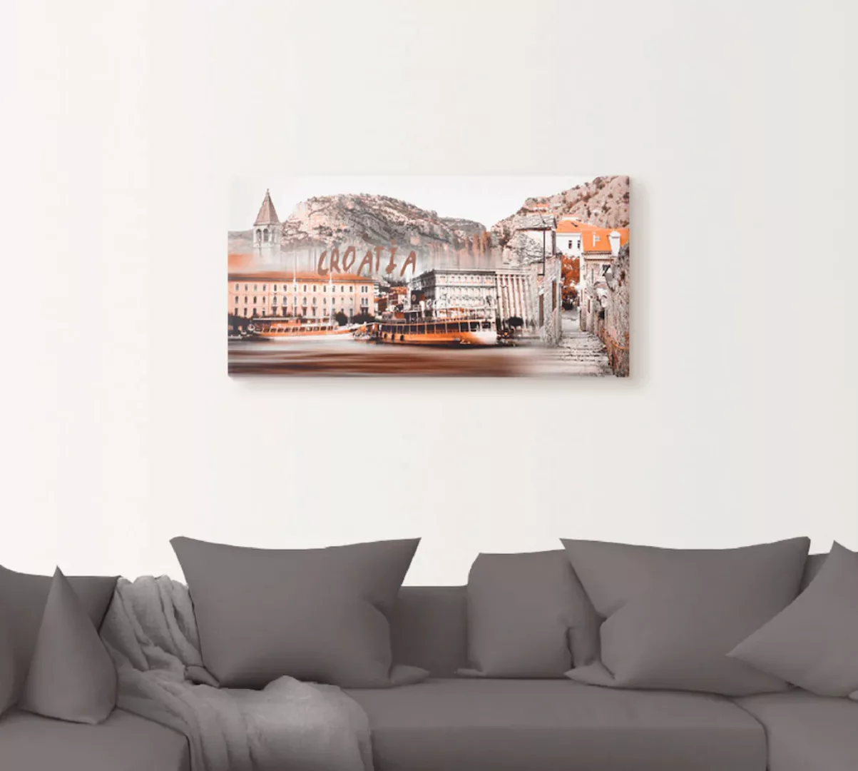 Artland Wandbild "Kroatien Skyline abstrakte Collage", Kroatien, (1 St.), a günstig online kaufen