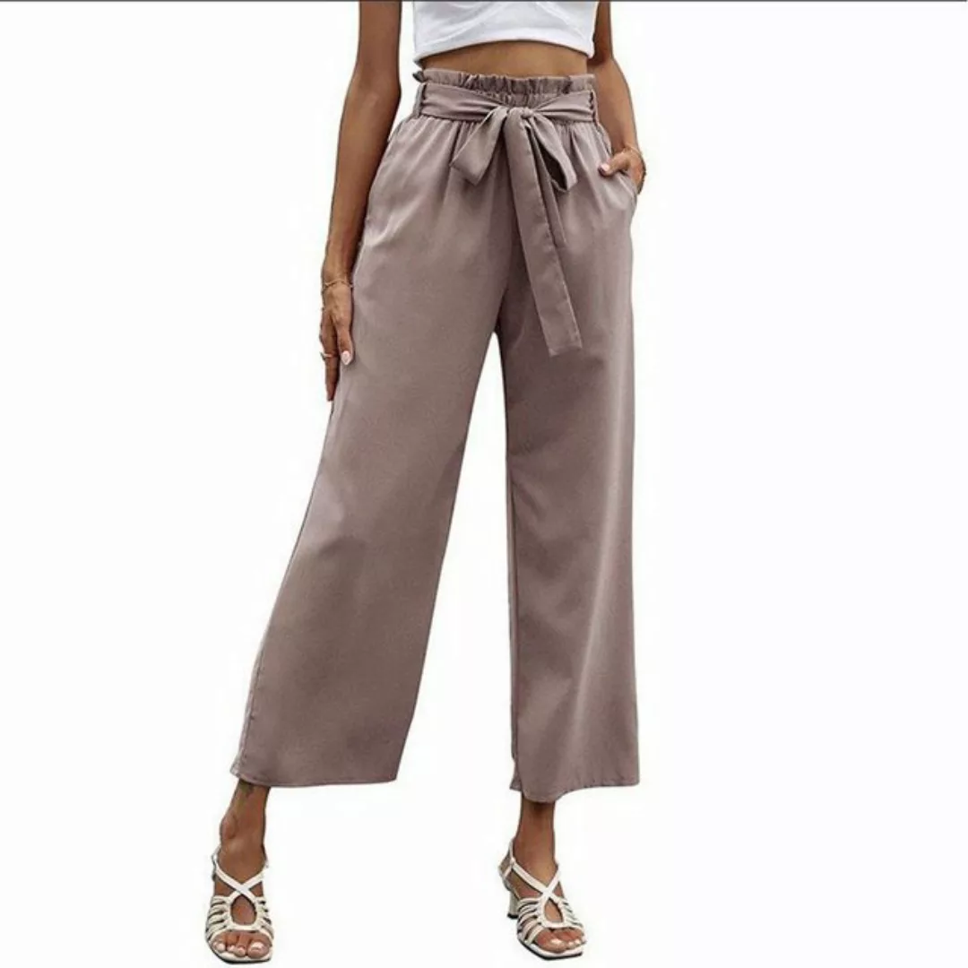 FIDDY Loungepants Damenhose mit hoher Taille in einfarbigem Neun-Punkte-Sch günstig online kaufen