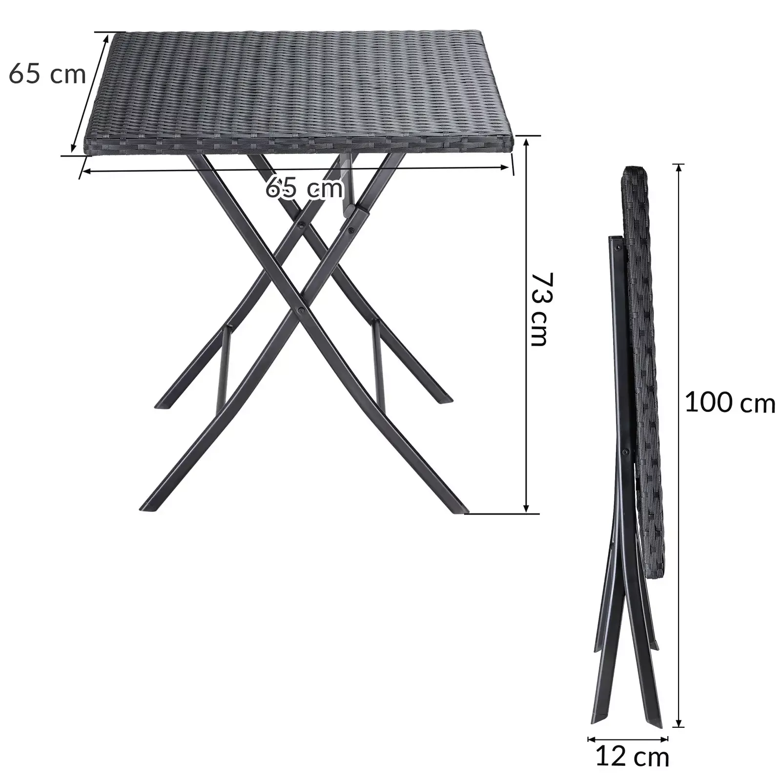 Polyrattan Klapptisch Rom Schwarz 75x65x65cm günstig online kaufen