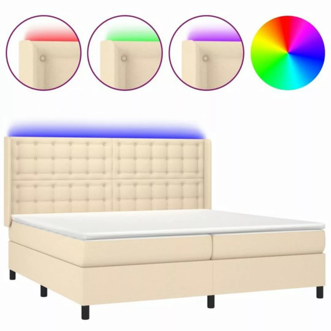 vidaXL Boxspringbett Boxspringbett mit Matratze LED Creme 200x200 cm Stoff günstig online kaufen