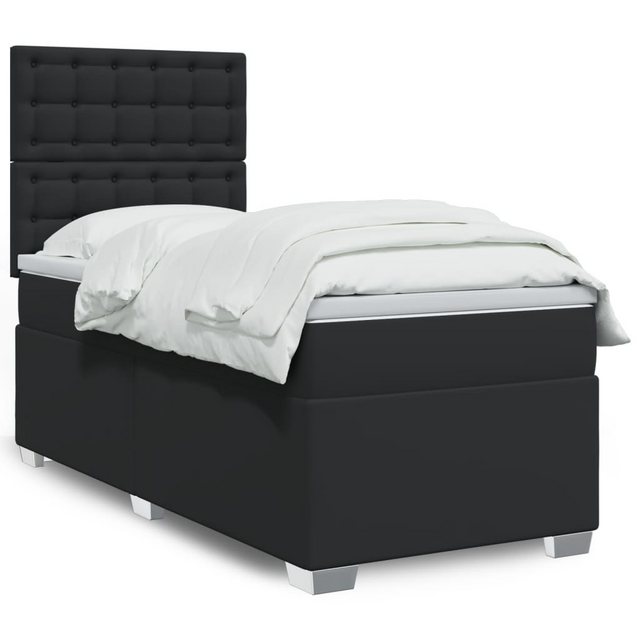 vidaXL Boxspringbett, Boxspringbett mit Matratze Schwarz 90x190 cm Kunstled günstig online kaufen