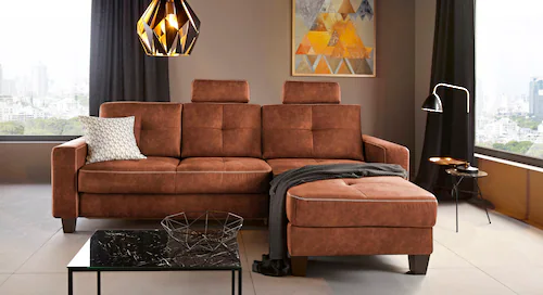 Places of Style Ecksofa "Varese", Kreuznaht in beige günstig online kaufen