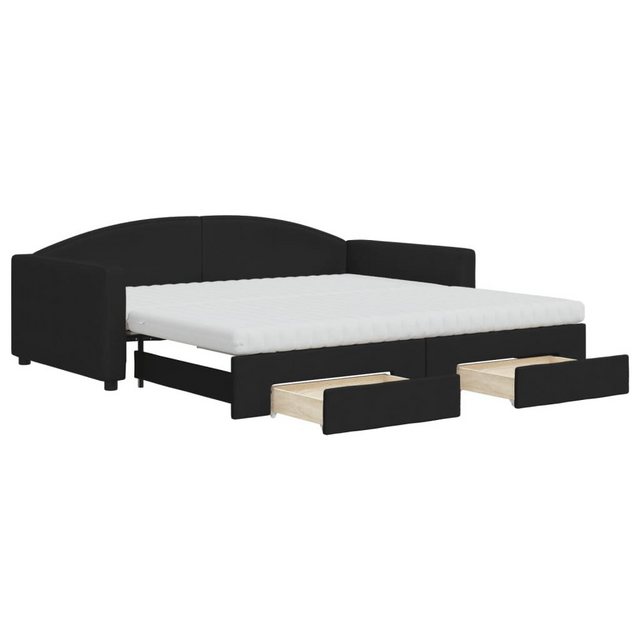 vidaXL Bett Tagesbett Ausziehbar mit Schubladen Schwarz 100x200 cm Stoff günstig online kaufen