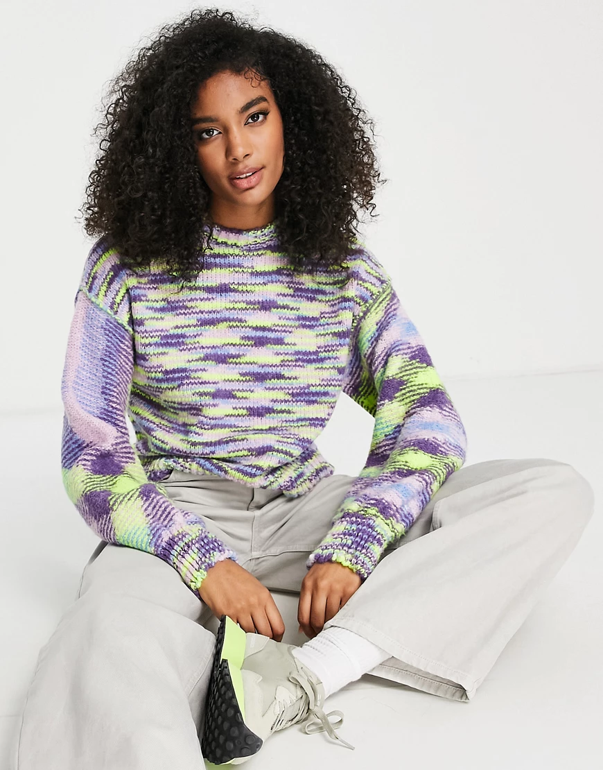 ASOS DESIGN – Kastenförmiger Pullover mit Space-Dye-Färbung-Bunt günstig online kaufen