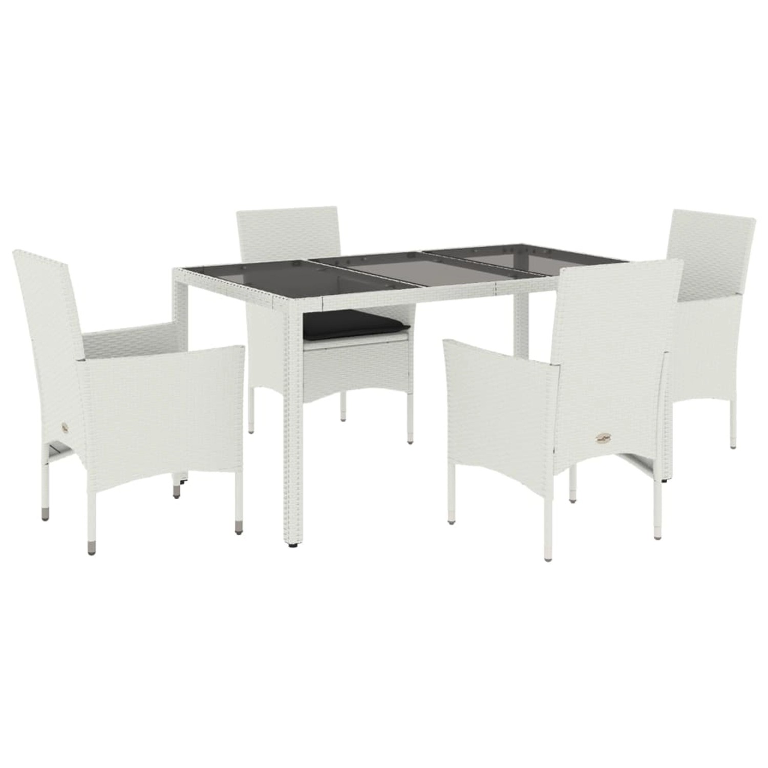 vidaXL 5-Tlg Garten-Essgruppe mit Kissen Weiß Poly Rattan und Glas 3278581 günstig online kaufen