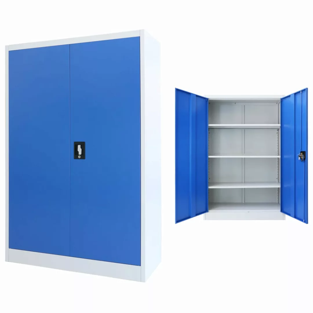 Büroschrank Metall 90 X 40 X 140 Cm Grau Und Blau günstig online kaufen