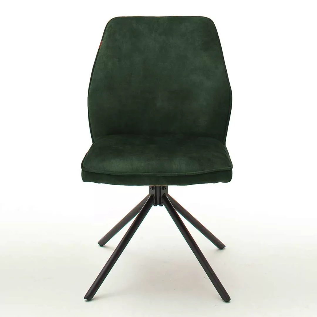 Drehbare Esszimmerstühle in Oliv Grün Velours Metallgestell schwarz (2er Se günstig online kaufen
