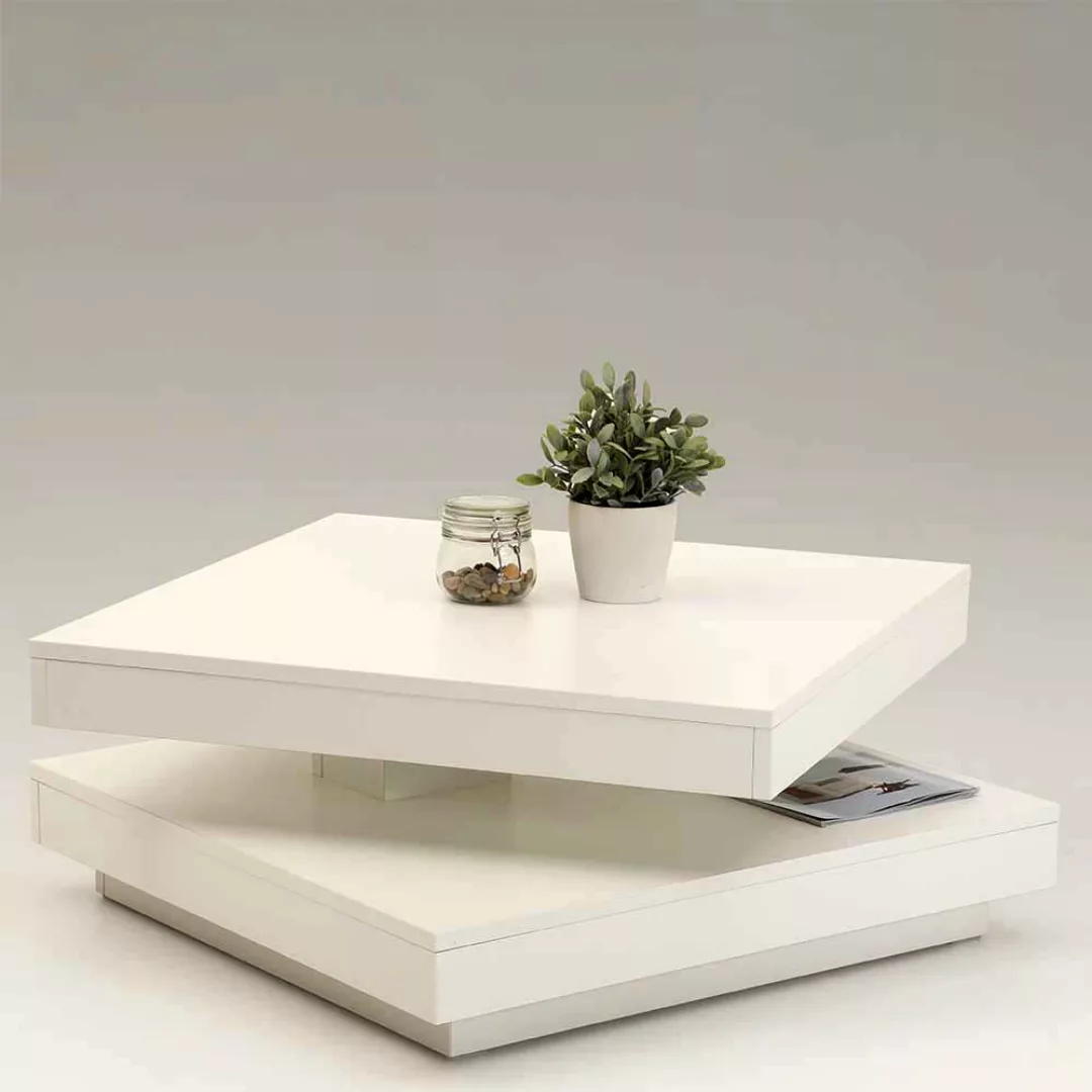 Wohnzimmer Tisch in Weiß drehbarer Tischplatte günstig online kaufen