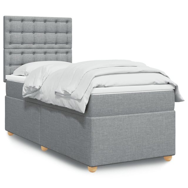 vidaXL Bettgestell Boxspringbett mit Matratze Hellgrau 90x200 cm Stoff Bett günstig online kaufen