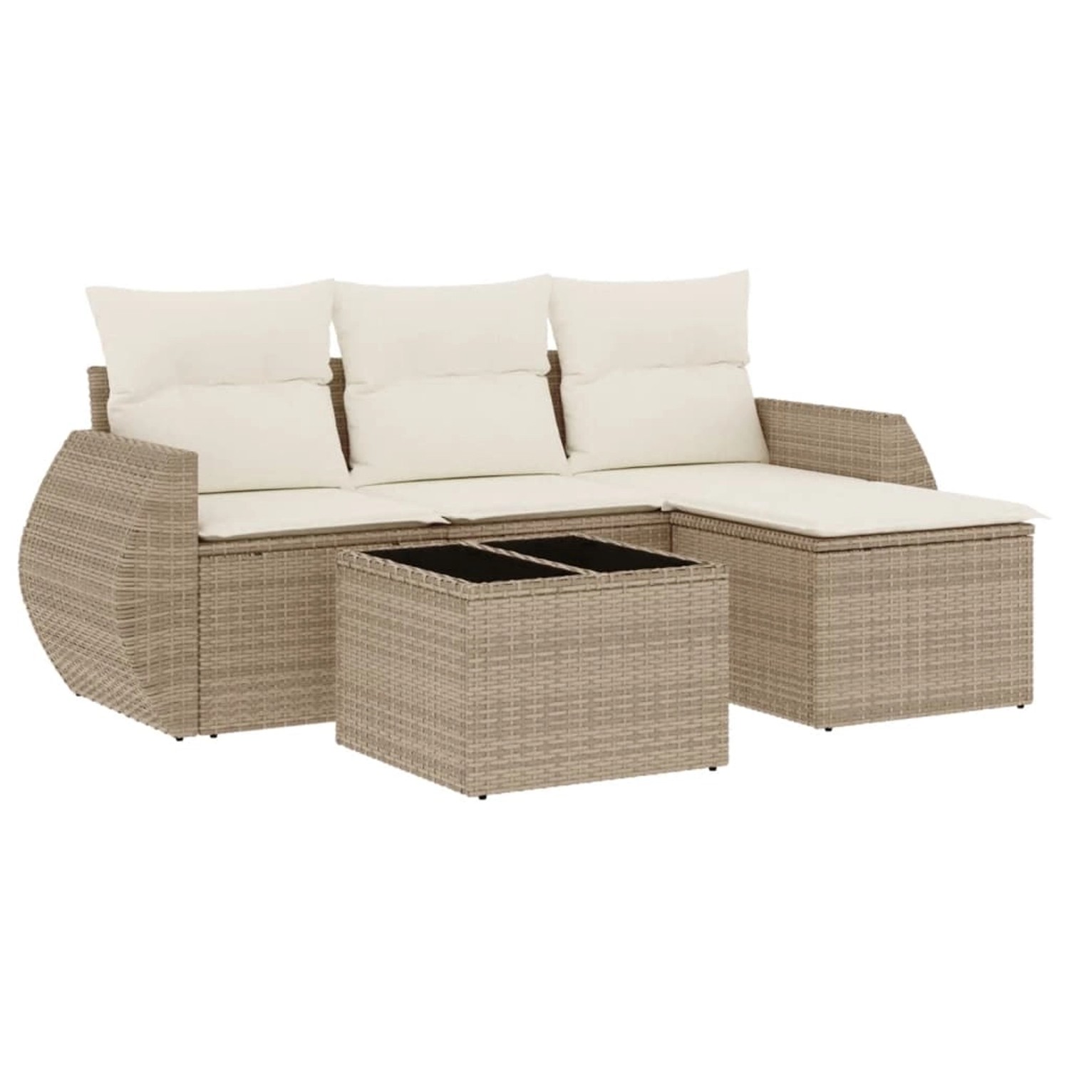 vidaXL 5-Tlg Garten-Sofagarnitur mit Kissen Beige Poly Rattan 3253615 günstig online kaufen
