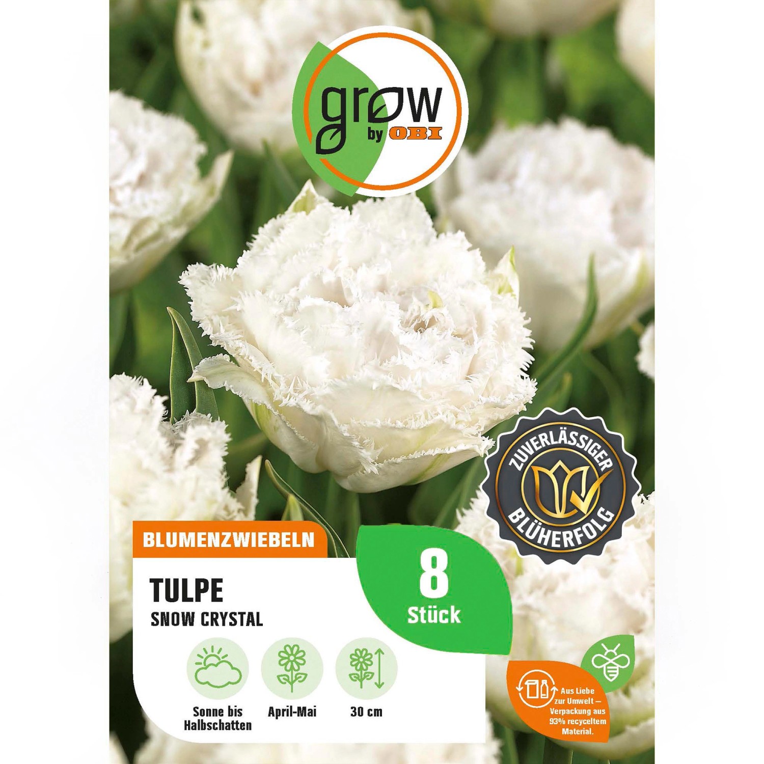 GROW by OBI Tulpe Snow Crystal Satin-Weiß 8 Stück Tulipa fringed Snow Cryst günstig online kaufen