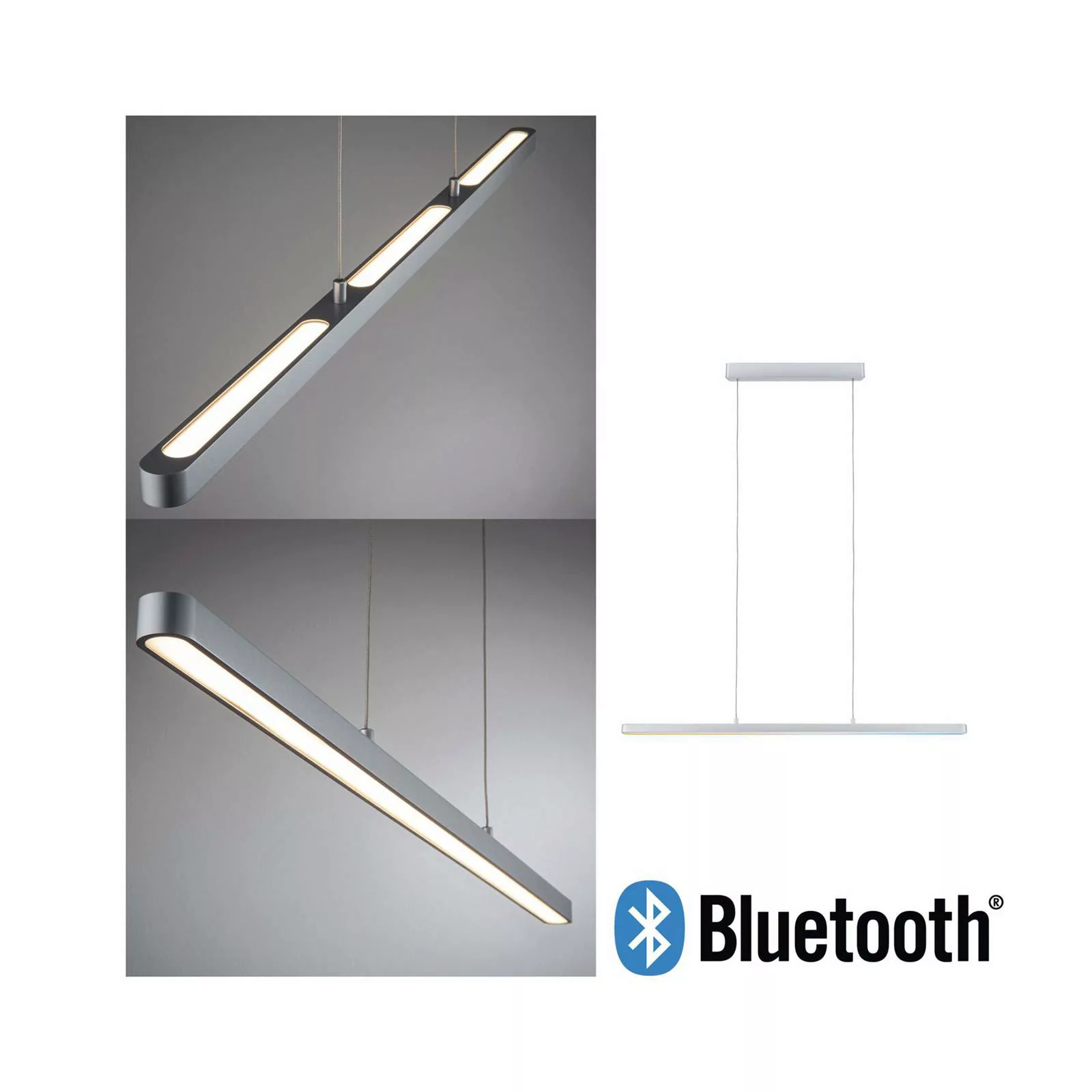 Smart Home Bluetooth LED Pendelleuchte Lento tunable White in Chrom-matt 4x günstig online kaufen