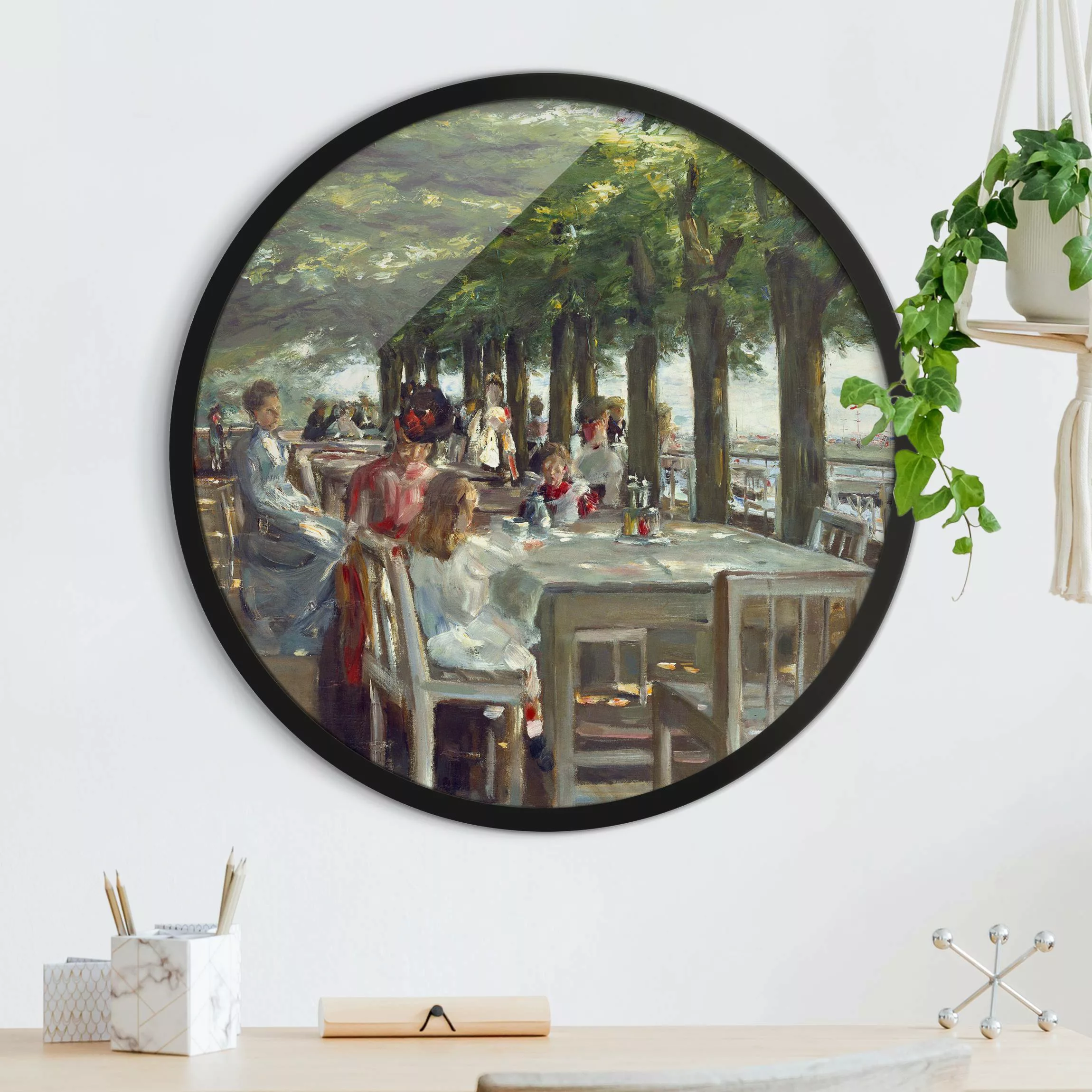 Rundes Gerahmtes Bild Max Liebermann - Terrasse des Restaurants Jacob günstig online kaufen