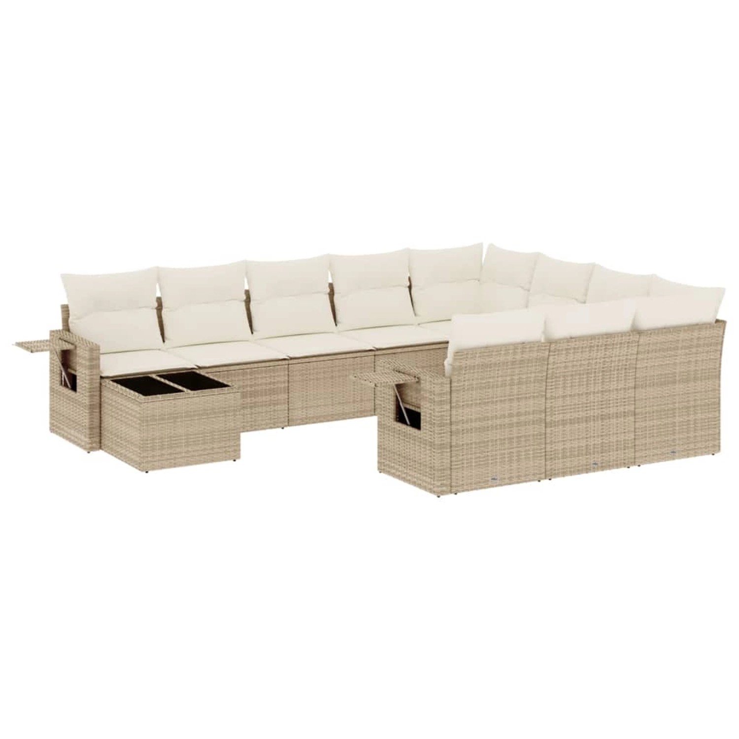 vidaXL 11-Tlg Garten-Sofagarnitur mit Kissen Beige Poly Rattan 3220727 günstig online kaufen
