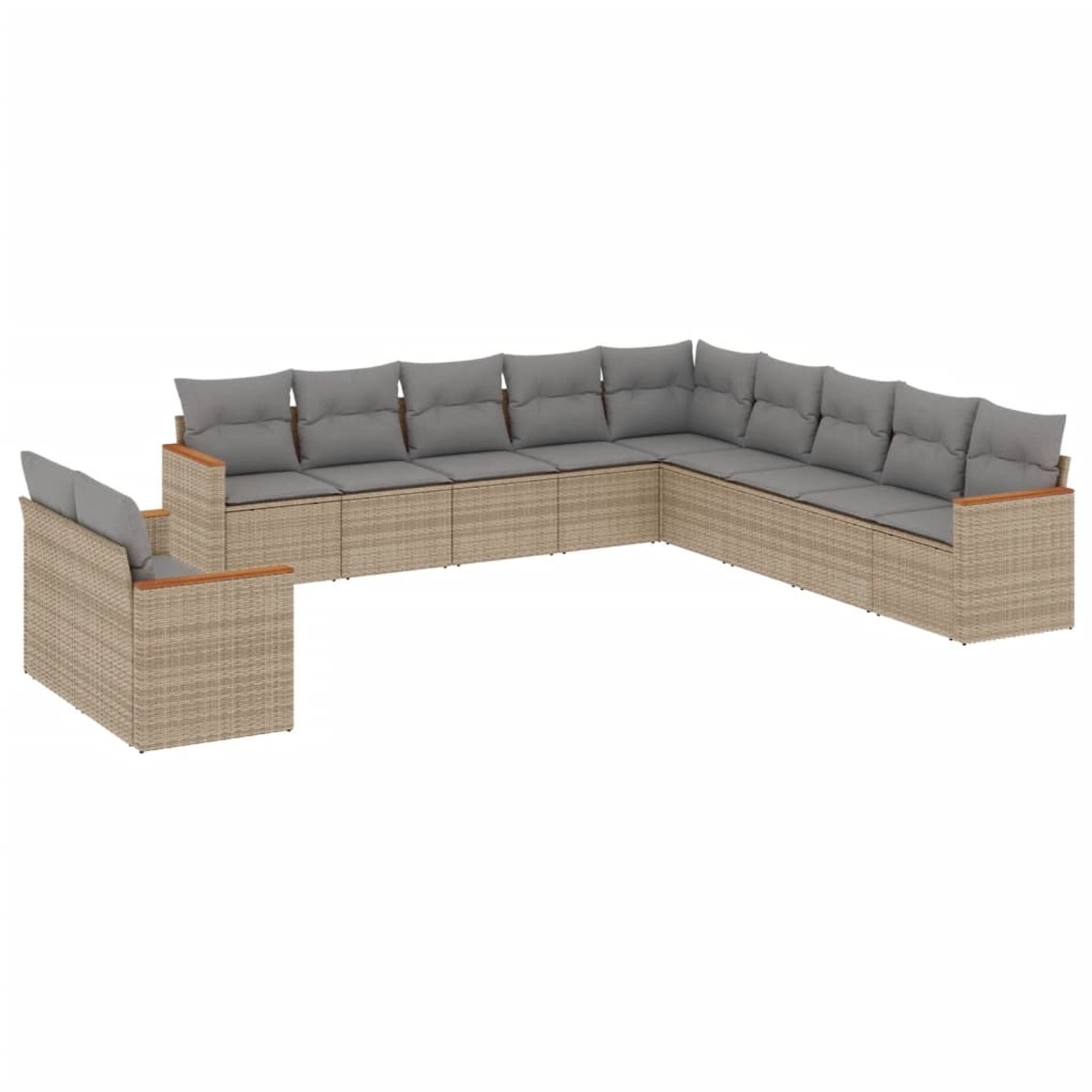 vidaXL 11-tlg Garten-Sofagarnitur mit Kissen Beige Poly Rattan Modell 126 günstig online kaufen