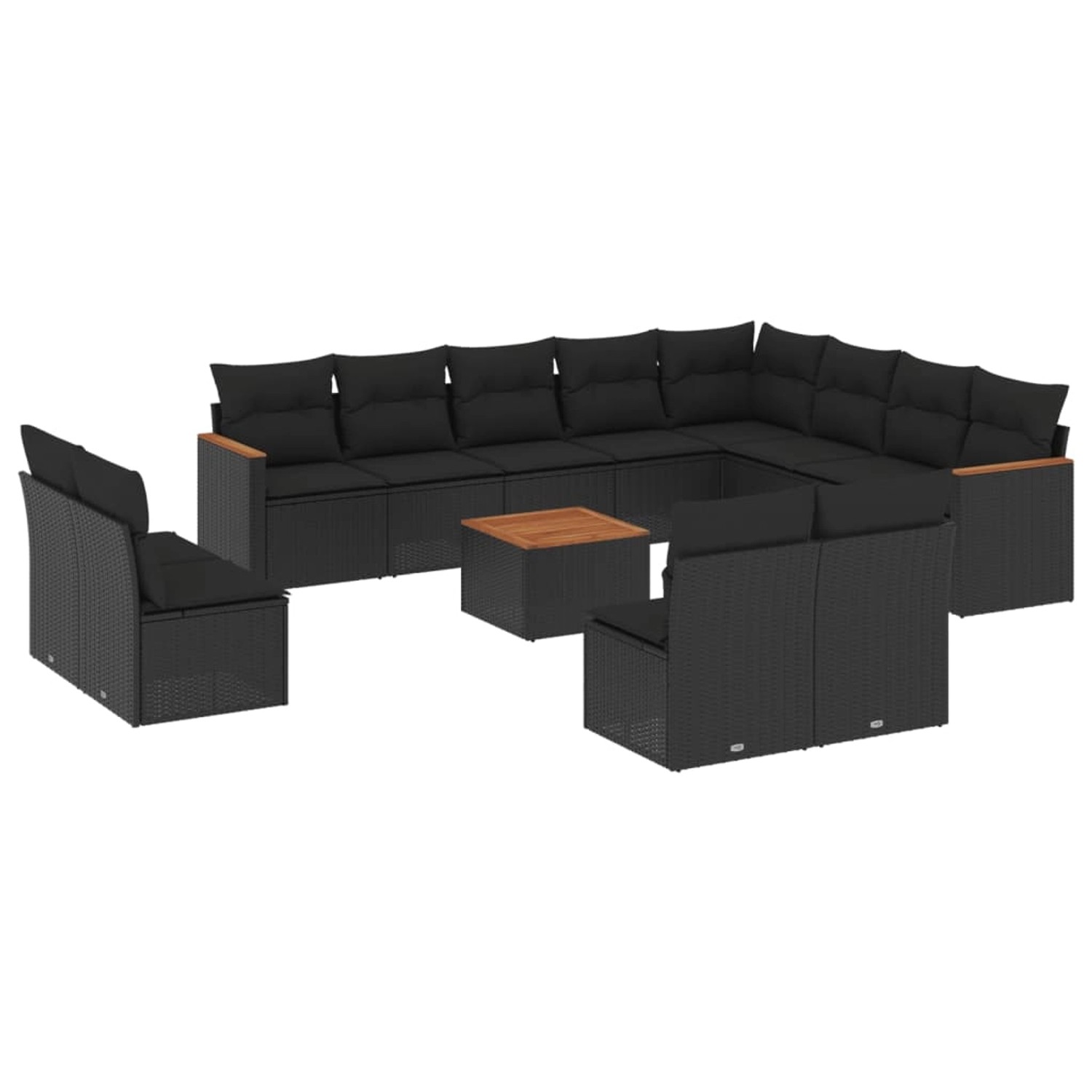 vidaXL 13-tlg Garten-Sofagarnitur mit Kissen Schwarz Poly Rattan Modell 70 günstig online kaufen