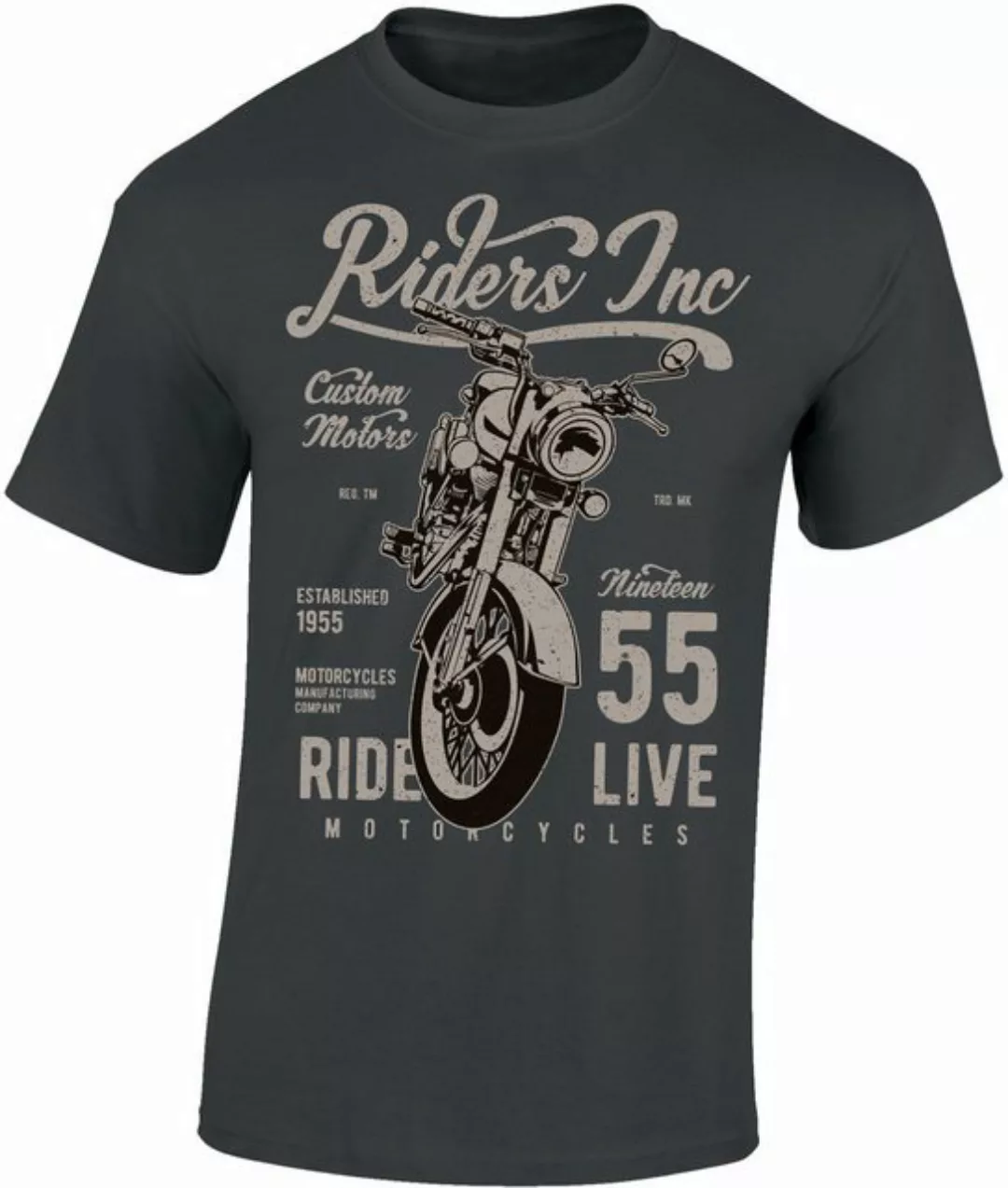 Baddery Print-Shirt Biker Shirt: "Riders Inc." - Motorrad T-Shirt, hochwert günstig online kaufen