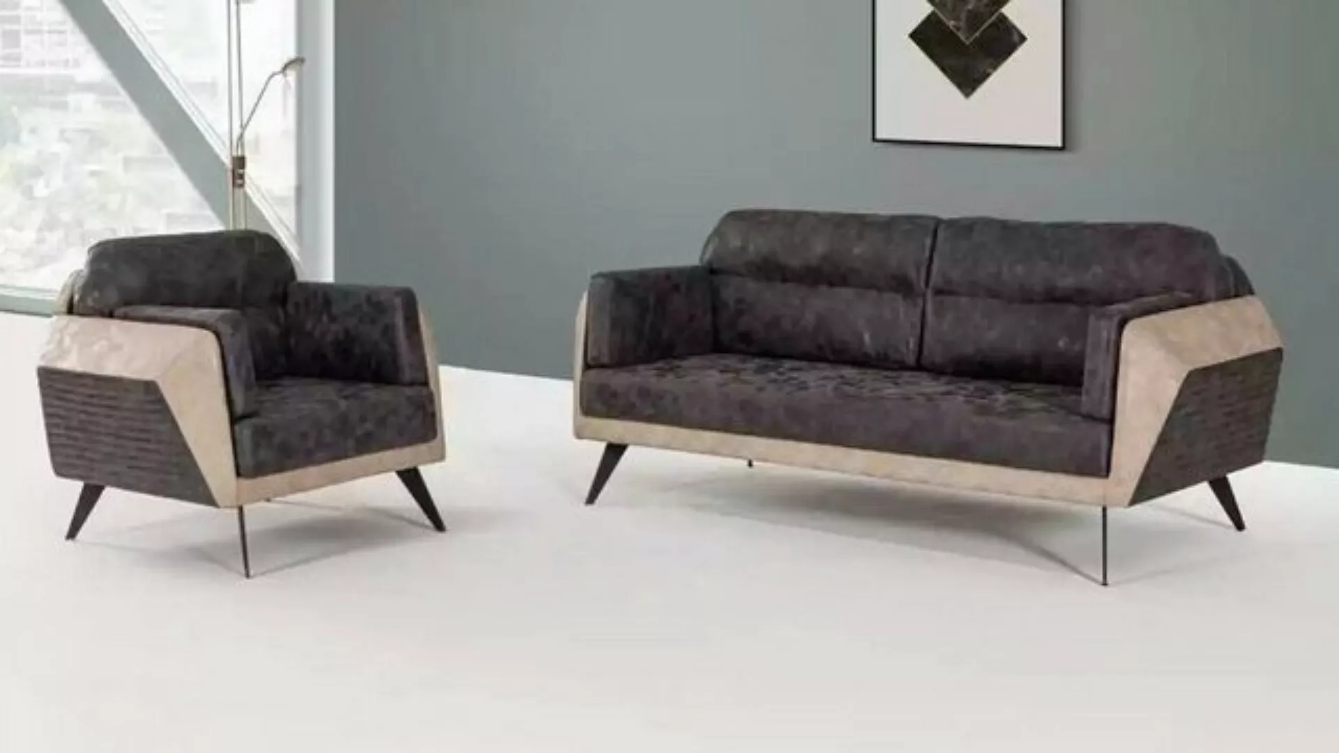 JVmoebel Sofa Moderne Sofagarnitur Dreisitzer Couch Sessel Stoffmöbel Neu S günstig online kaufen