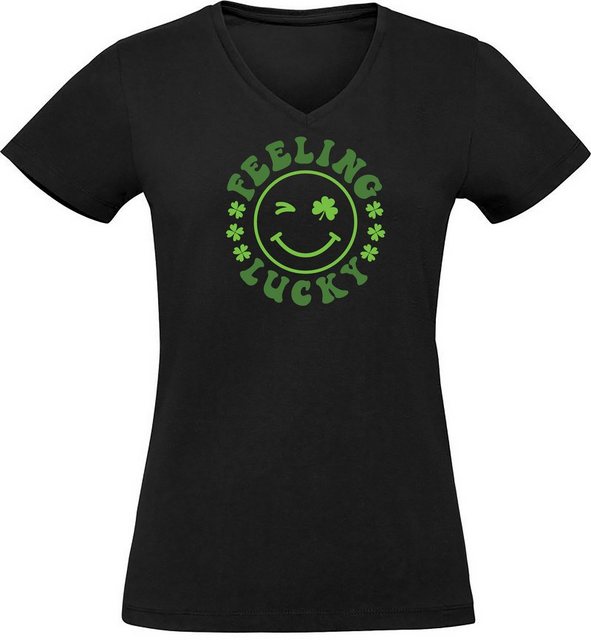 MyDesign24 T-Shirt Damen Smiley Print Shirt - Zwinkernder Smiley Feeling Lu günstig online kaufen