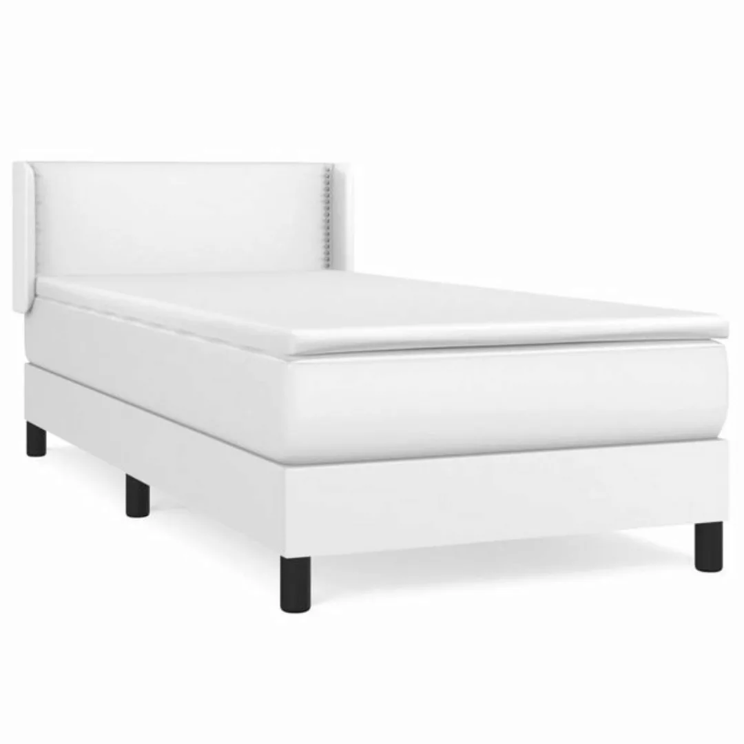 vidaXL Bettgestell Boxspringbett mit Matratze Weiß 90x190 cm Kunstleder Bet günstig online kaufen