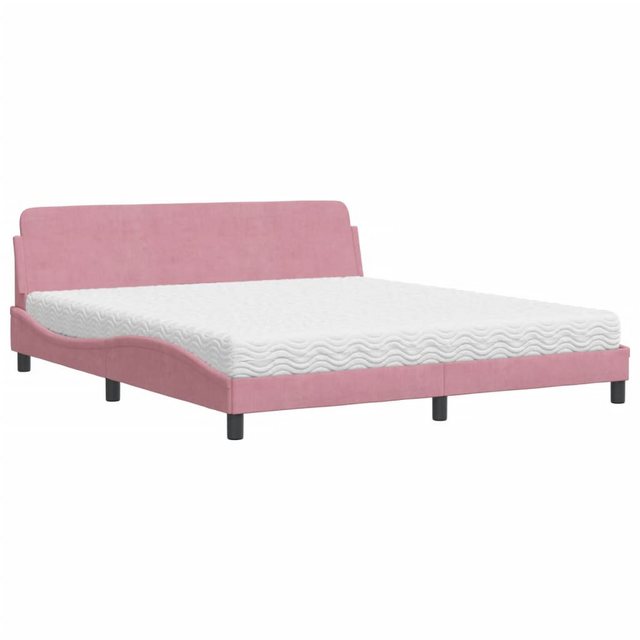 vidaXL Bett Bett mit Matratze Rosa 180x200 cm Samt günstig online kaufen