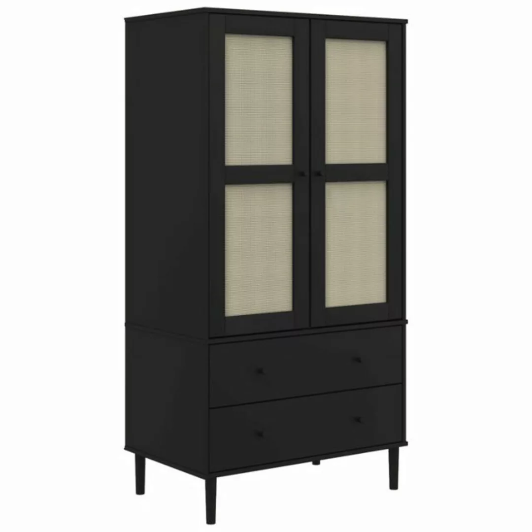 vidaXL Kleiderschrank SENJA Rattan-Optik Schwarz 90x55x175 cm günstig online kaufen