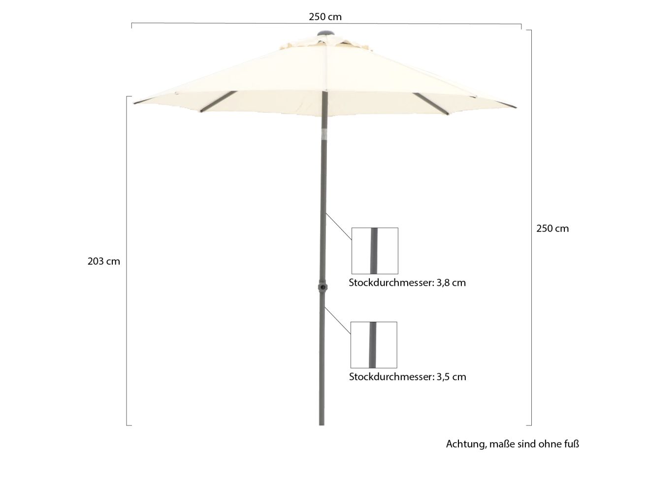 Shadowline Push-up Sonnenschirm 240x240 cm günstig online kaufen