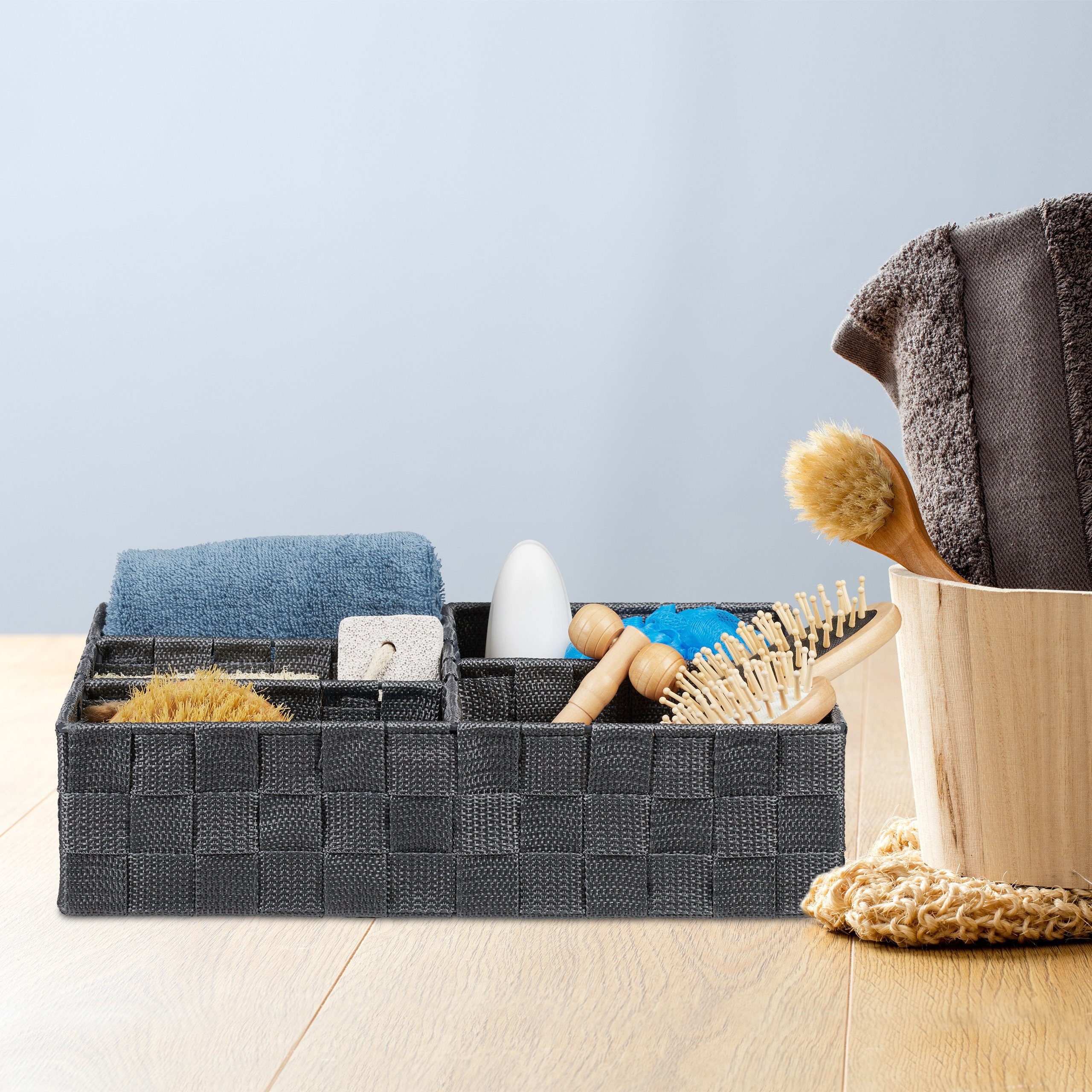 relaxdays Aufbewahrungskorb 5 Fäch, Grau günstig online kaufen