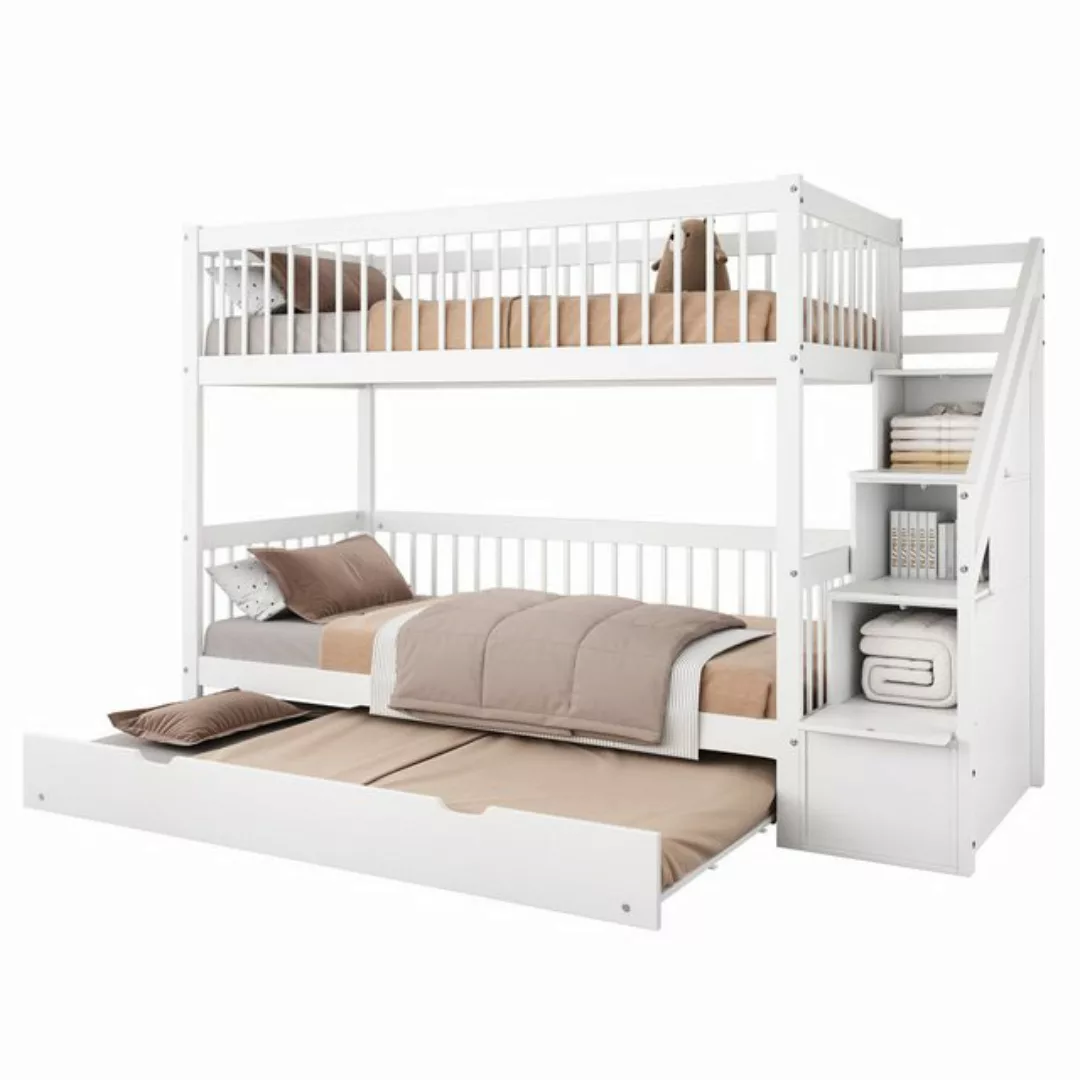 Rutaqian Kinderbett Etagenbett mit Rollbett, Kinderbett mit Leiterschrank u günstig online kaufen