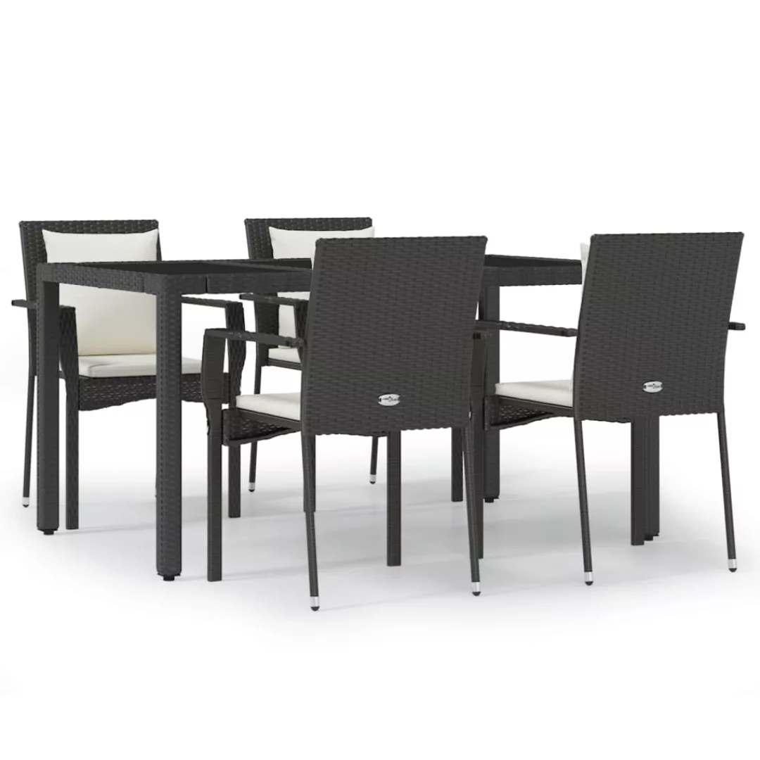 Vidaxl 5-tlg. Garten-lounge-set Mit Kissen Schwarz Poly Rattan günstig online kaufen