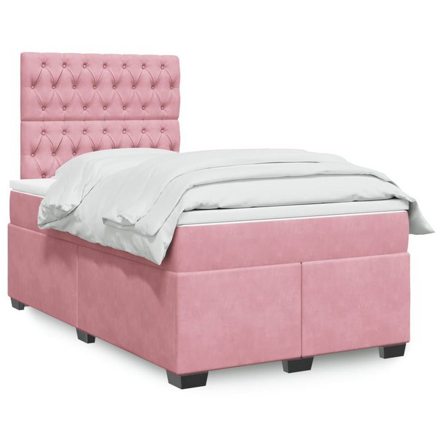 vidaXL Boxspringbett, Boxspringbett mit Matratze Rosa 120x200 cm Samt günstig online kaufen