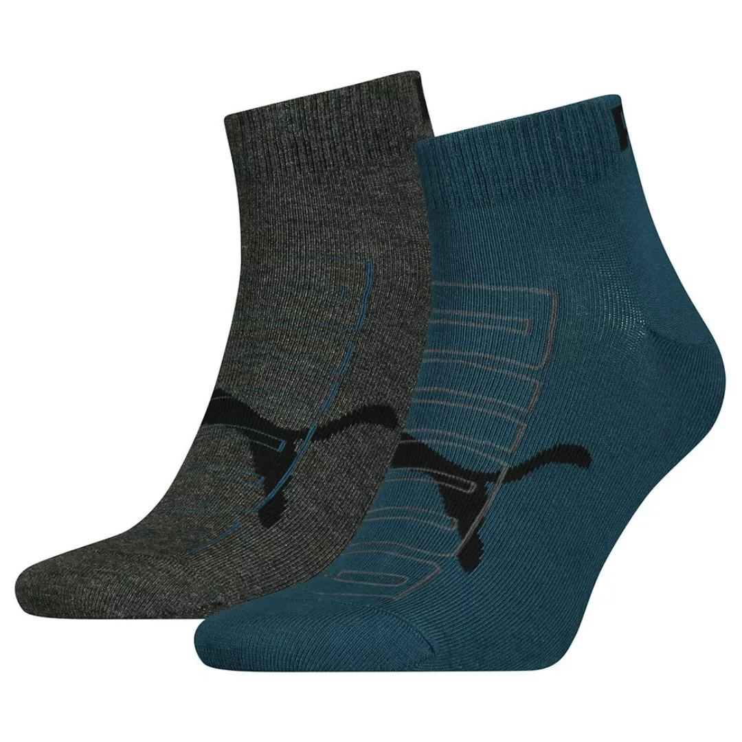 Puma Outline Logo Quarter Socken 2 Paare EU 39-42 Intense Blue / Grey Mélan günstig online kaufen