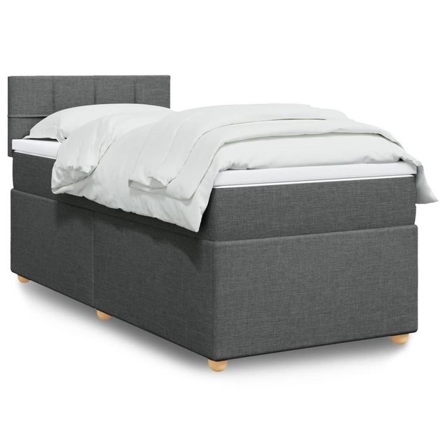 vidaXL Boxspringbett, Boxspringbett mit Matratze Dunkelgrau 80x200 cm Stoff günstig online kaufen