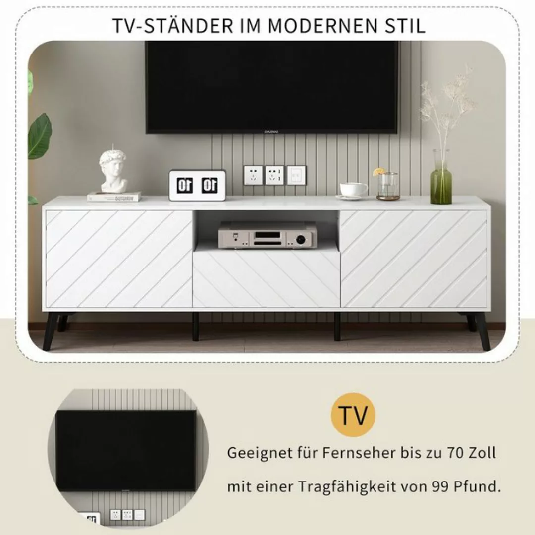 Odikalo TV-Schrank TV-Ständer Sideboard 2 Türen 2 Schubladen Trennwänden Me günstig online kaufen