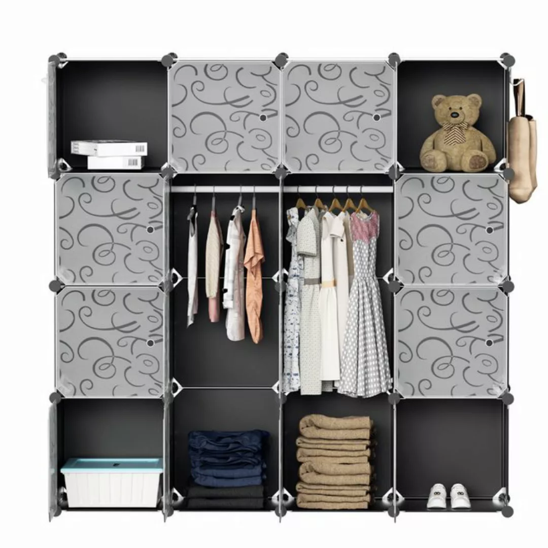 Clanmacy Kleiderschrank Kleiderschrank DIY Steckregal Set Regalsystem Kombi günstig online kaufen