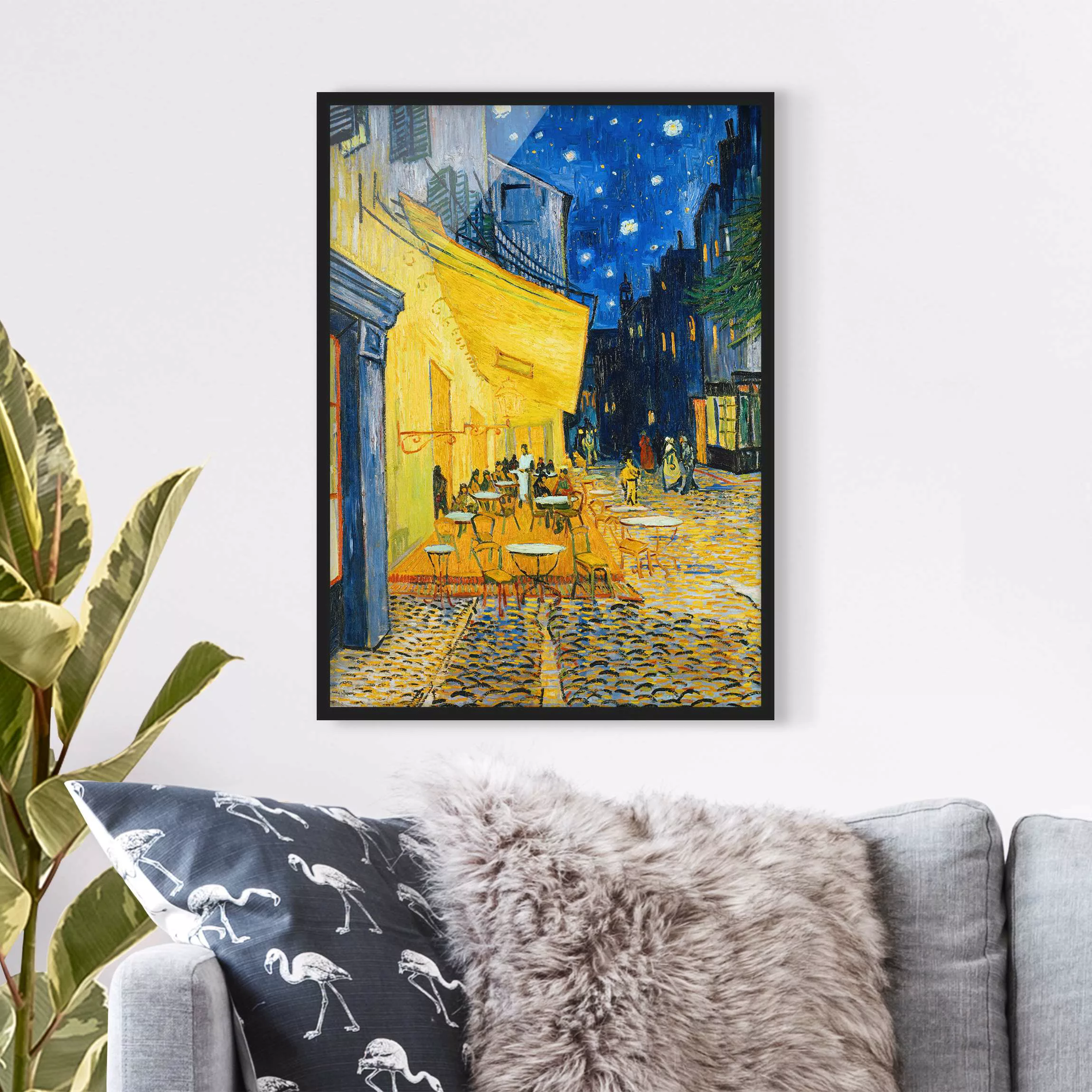 Bild mit Rahmen Kunstdruck - Hochformat Vincent van Gogh - Café-Terrasse in günstig online kaufen