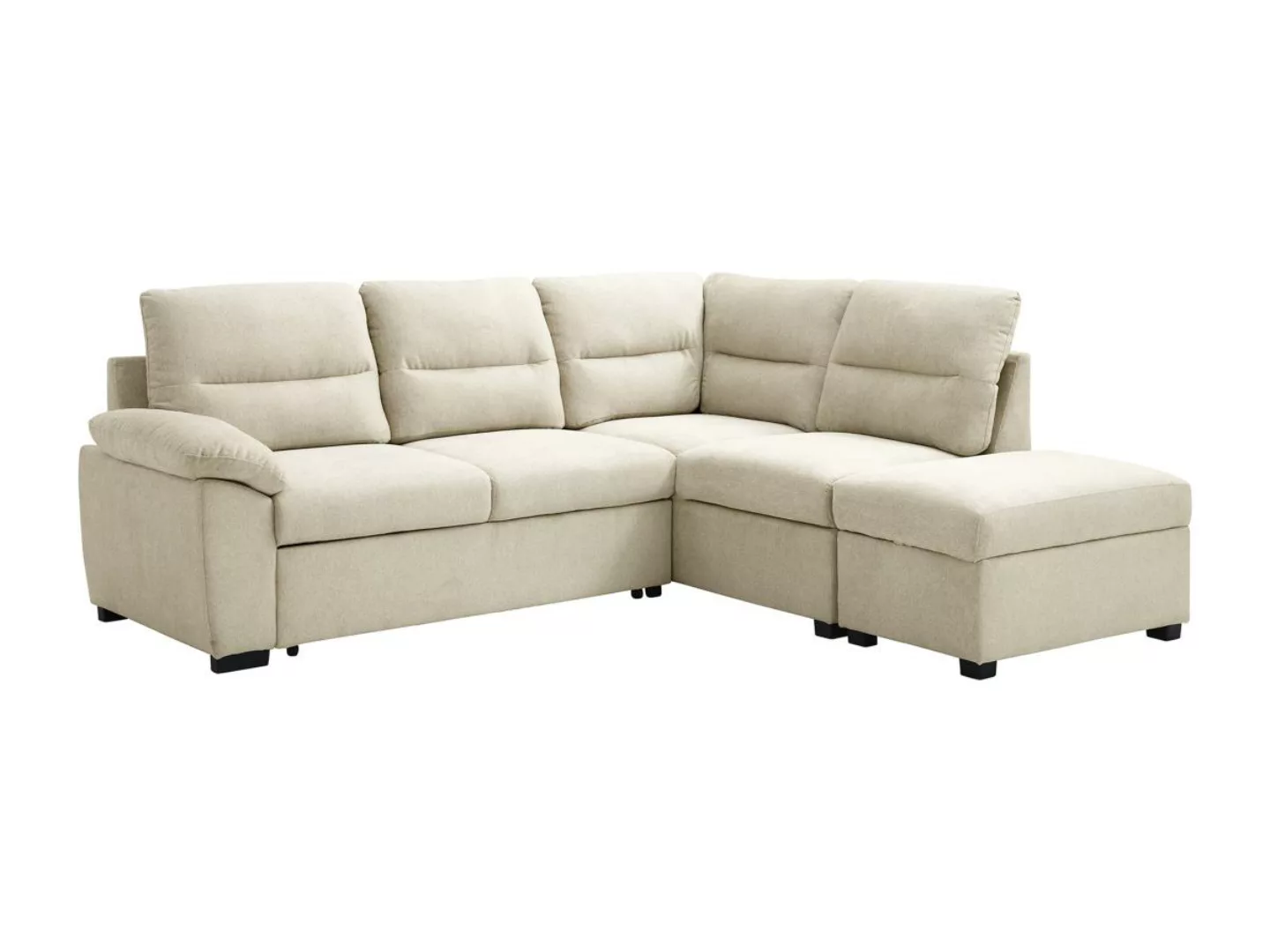 Ecksofa mit Schlaffunktion - Ecke rechts - Stoff - Beige - TOLMINA günstig online kaufen