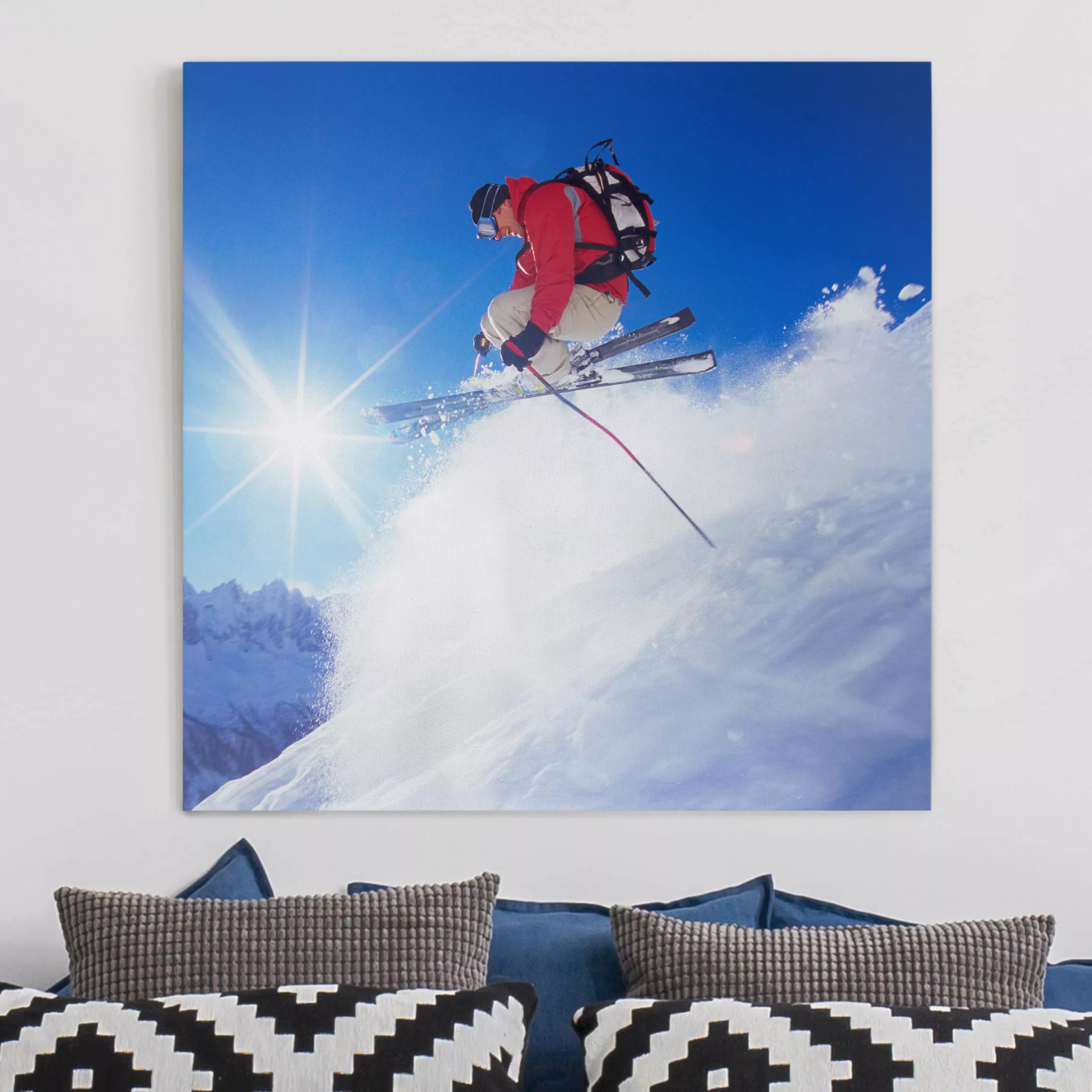 Leinwandbild Sport - Quadrat Skisprung günstig online kaufen
