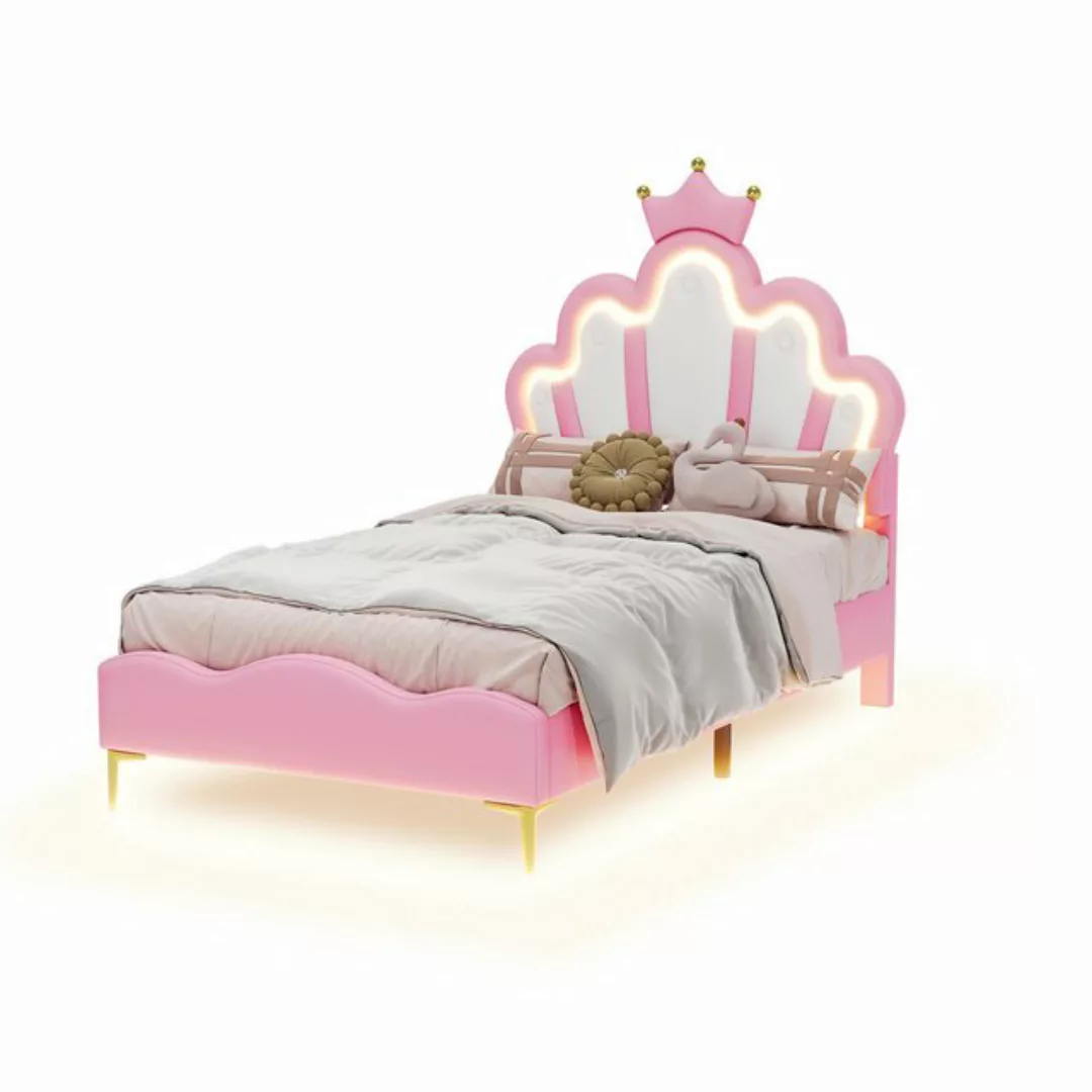 TavilaEcon Polsterbett Kinderbett Flaches Doppelbett mit krone-Form Prinzes günstig online kaufen