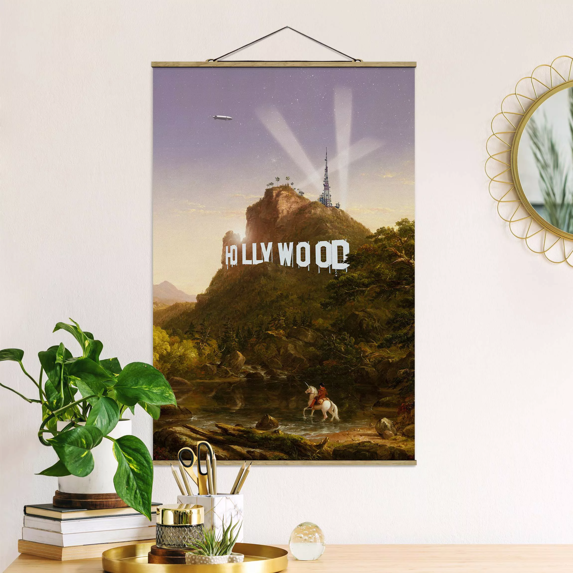 Stoffbild Kunstdruck mit Posterleisten - Hochformat Gemälde Hollywood günstig online kaufen