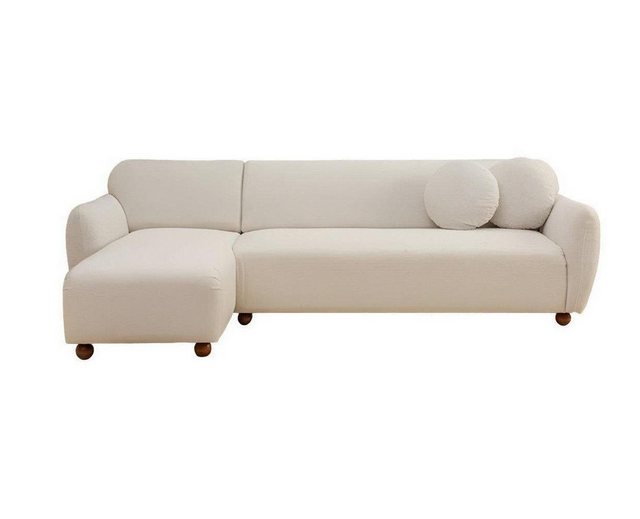 JVmoebel Ecksofa Beige Ecksofa L-Form Modern Stil Wohnzimmer Textil Holz Ma günstig online kaufen