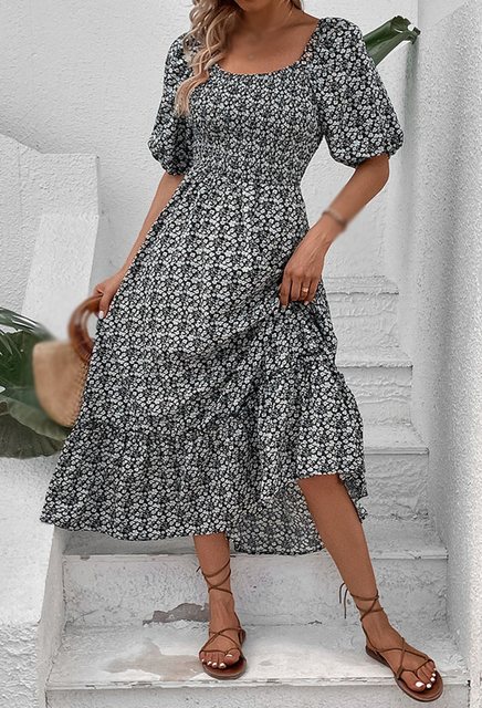 CHENIN Druckkleid Elegantes Blumenkleid für Damen im Vintage-Stil Strandkle günstig online kaufen