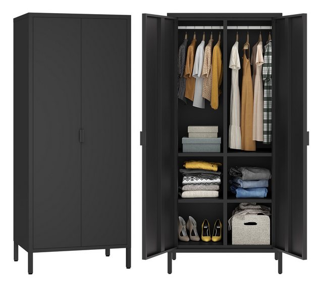 skølm Kleiderschrank Ituri (schwarz) aus Stahl, 170x80x45 cm günstig online kaufen