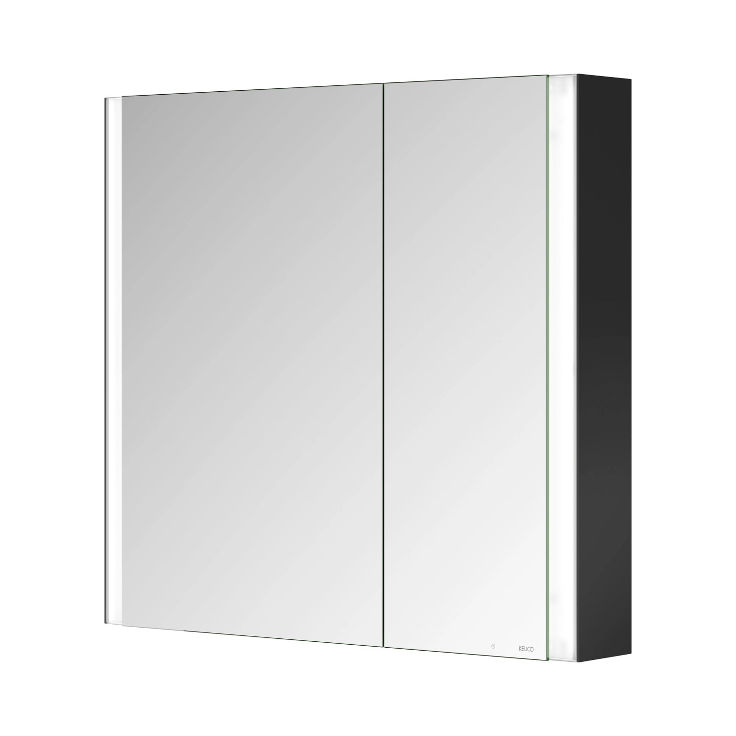 KEUCO Aufputz-LED-Spiegelschrank Royal Diez 80cm 2 Türen Seiten Schwarz günstig online kaufen