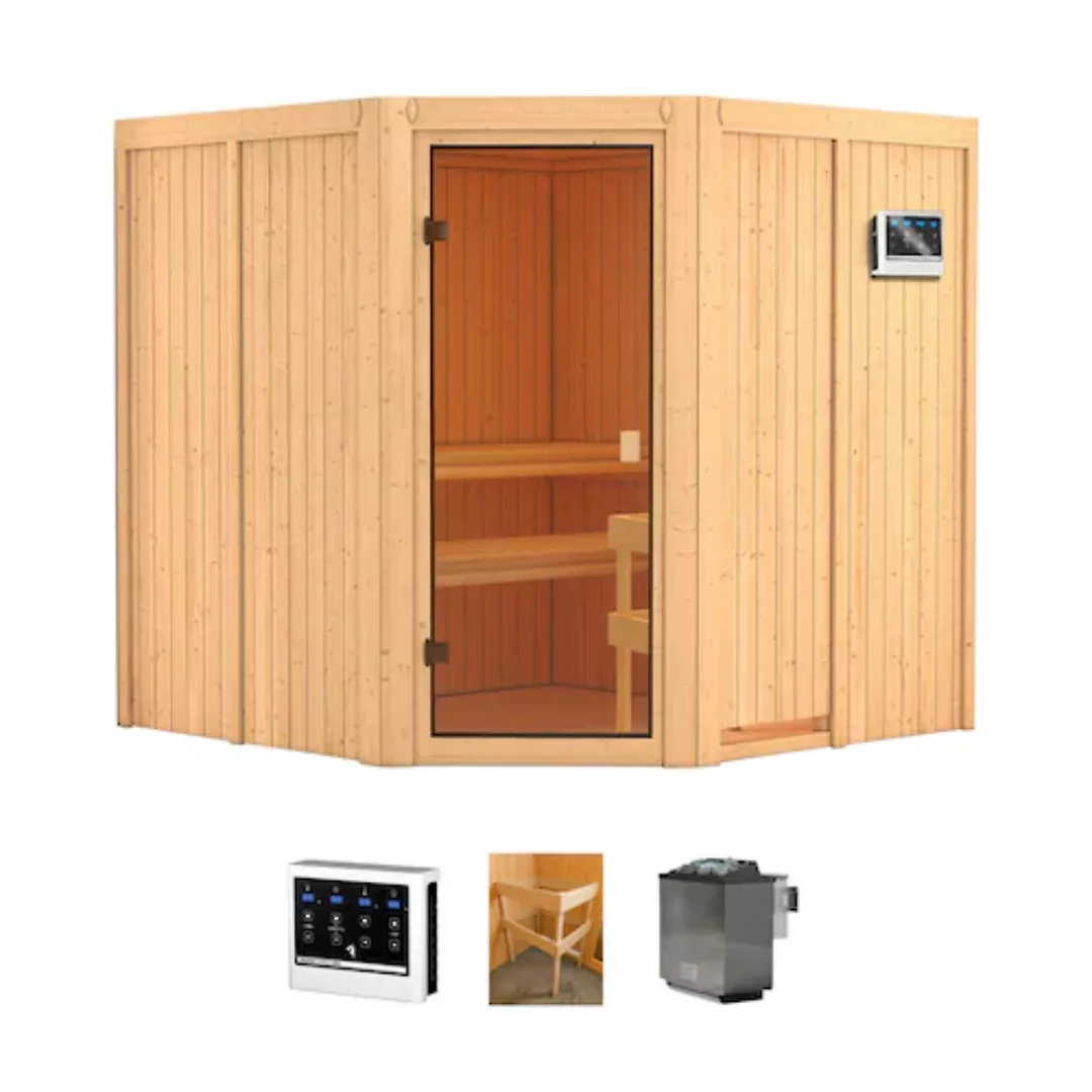 welltime Sauna »Merkur«, (Set), 9 kW-Bio-Ofen mit ext. Steuerung günstig online kaufen
