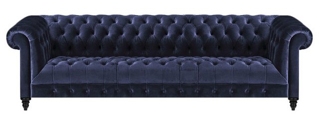 Xlmoebel Sofa Chesterfield Viersitzer Sofa mit blauem Polsterbezug aus Text günstig online kaufen