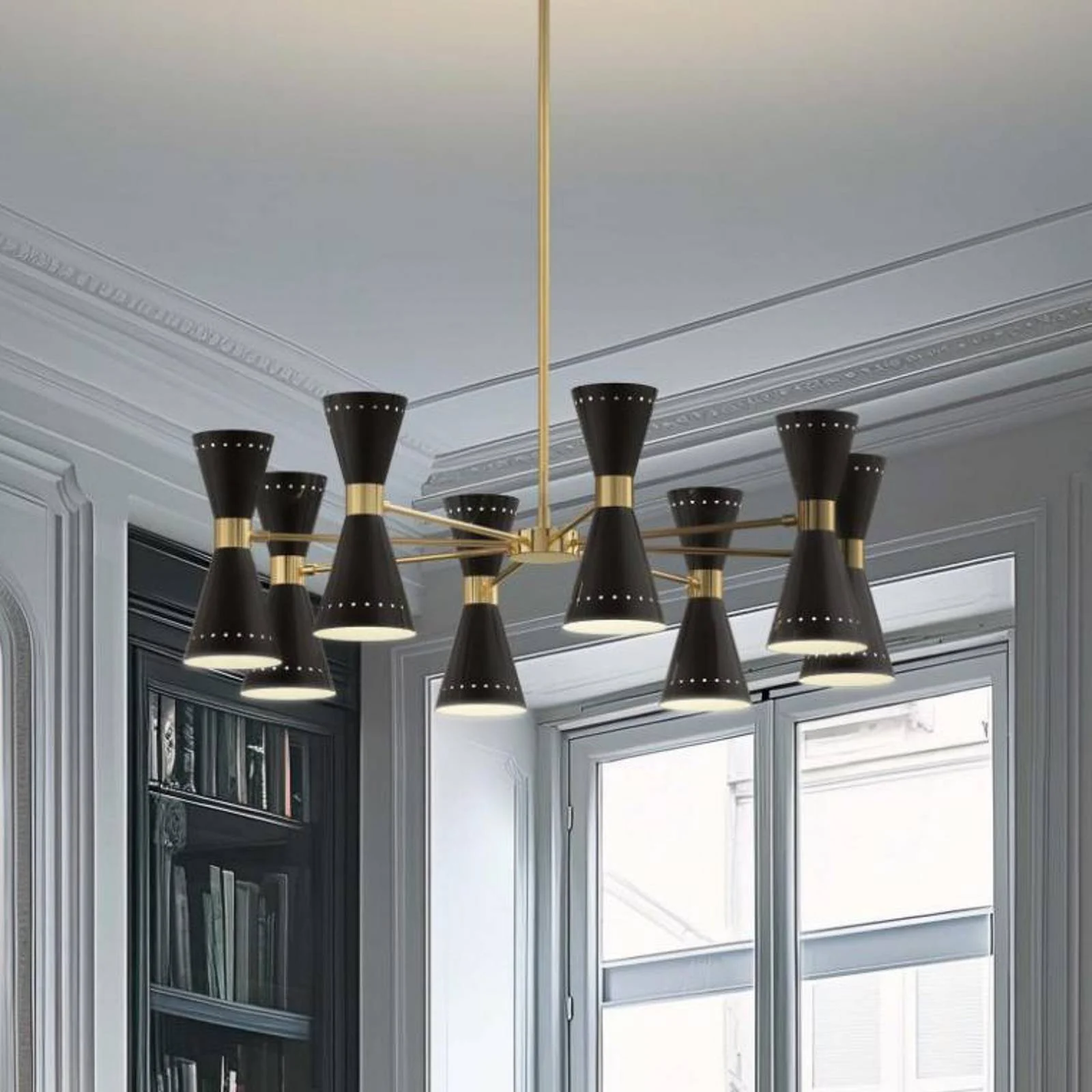 Stilnovo Pendellampe Megafono, Ø 100 cm, schwarz, 16-flg. günstig online kaufen