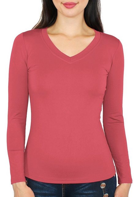 dy_mode Thermohemd Thermo Langarmshirt Damen Thermoshirt Innenfutter V-Auss günstig online kaufen