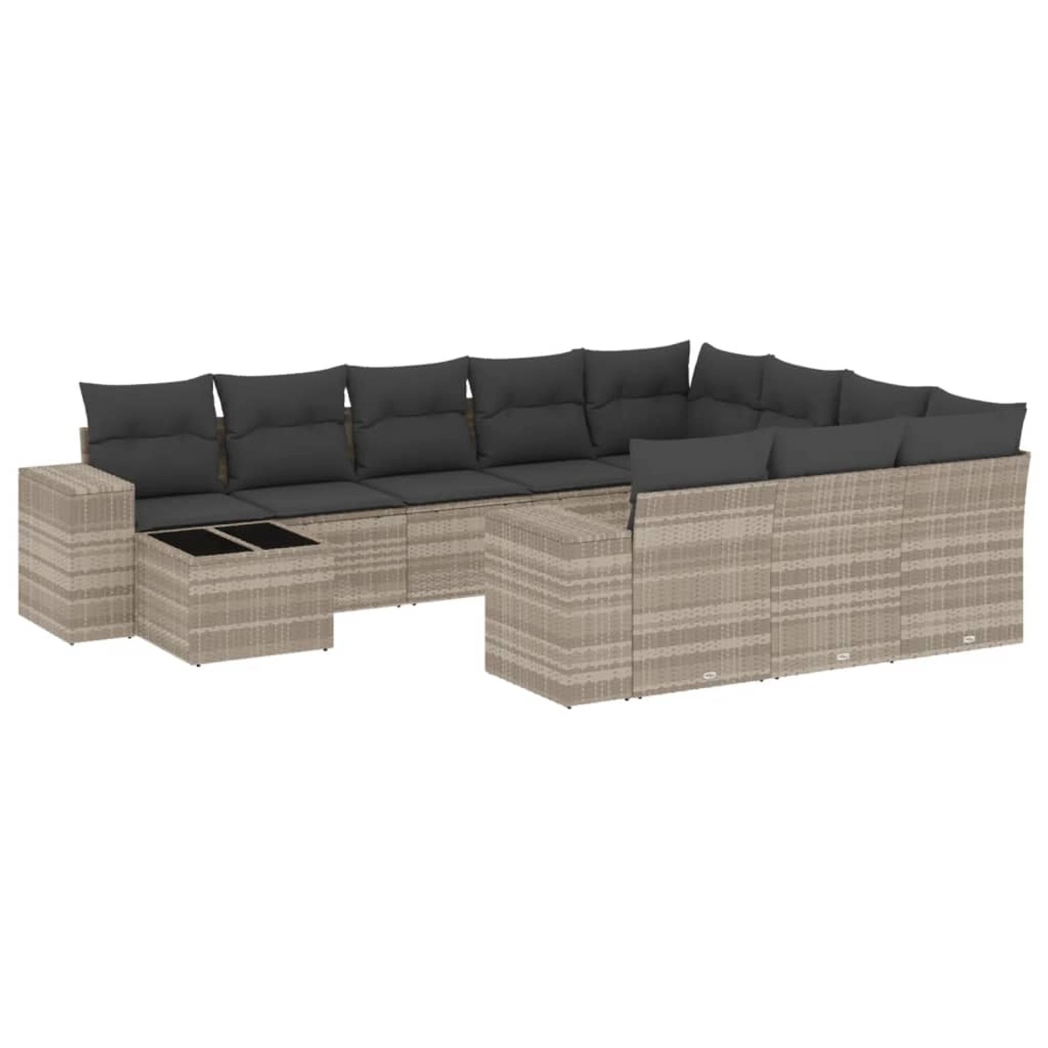 vidaXL 11-Tlg Garten-Sofagarnitur mit Kissen Hellgrau Poly Rattan 3255469 günstig online kaufen