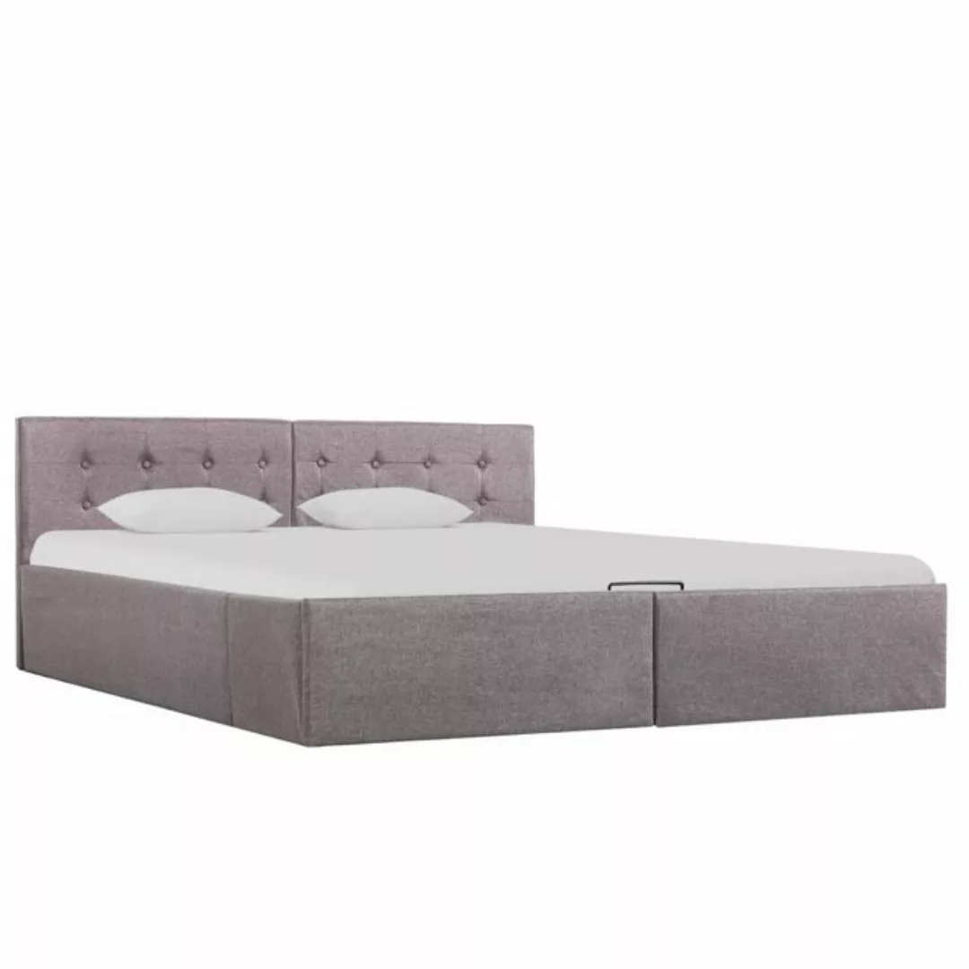 vidaXL Bettgestell Stauraumbett Hydraulisch Taupe Stoff 160200 cm Bett Bett günstig online kaufen